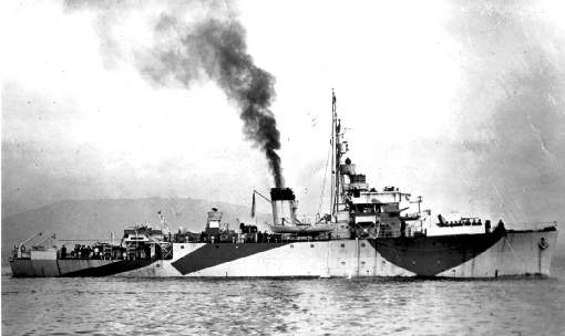 The British Minesweeper 'Vestal' an Algerine class minesweeper off Plymouth Sound